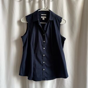 Sleeveless Button-Front Navy Women’s Top